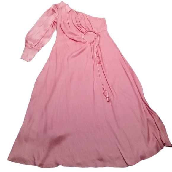 Moon River One Shoulder Cut Out Flirty Anthropologie MIDI Dress Medium - Picture 3 of 9